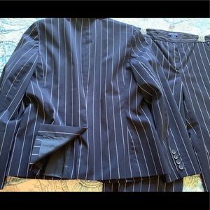 Ann Taylor pantsuit. Navy with white stripes.